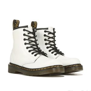 White Dr. Martens 1460 8-Eye Boot - Big Kid
